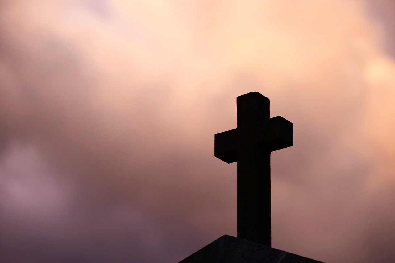 cross, stone, against, sky, nature, in the evening, clouds, threateningly